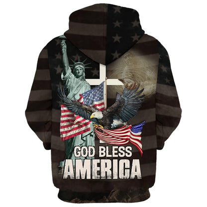 God Bless America - Eagle American Flag 3d Hoodies - Men & Women Christian Hoodie - 3D Printed Hoodie