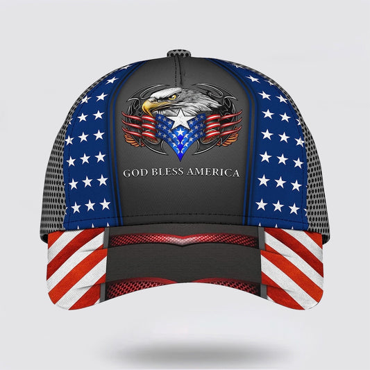 God Bless America Bald Eagle All Over Print Baseball Cap - Christian Hats For Men Women