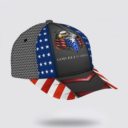 God Bless America Bald Eagle All Over Print Baseball Cap - Christian Hats For Men Women