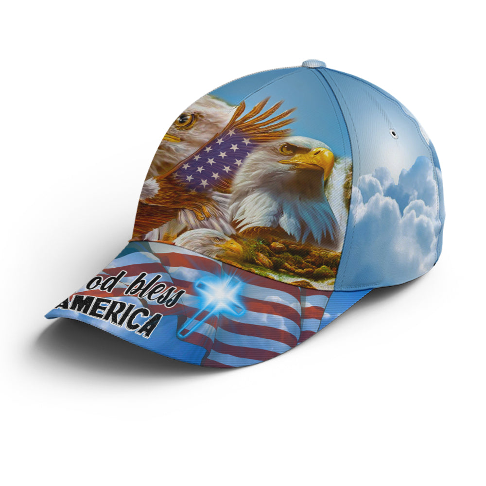 God Bless America Bald Eagle Baseball Cap