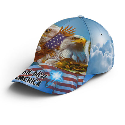 God Bless America Bald Eagle Baseball Cap