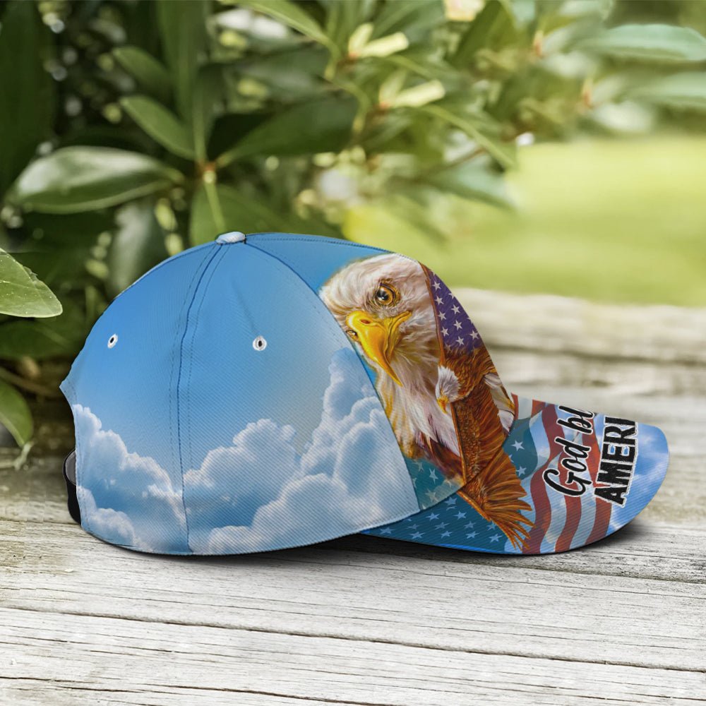 God Bless America Bald Eagle Baseball Cap