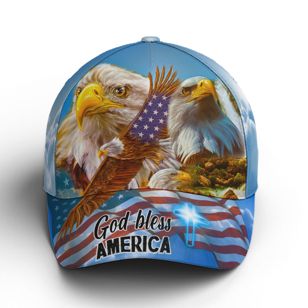 God Bless America Bald Eagle Baseball Cap