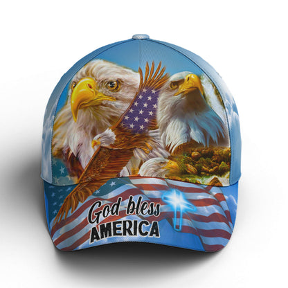 God Bless America Bald Eagle Baseball Cap