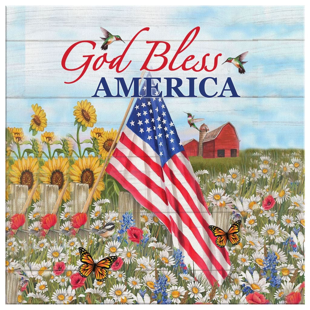 God Bless America Canvas Wall Art - Christian Wall Art - Religious Wall Decor