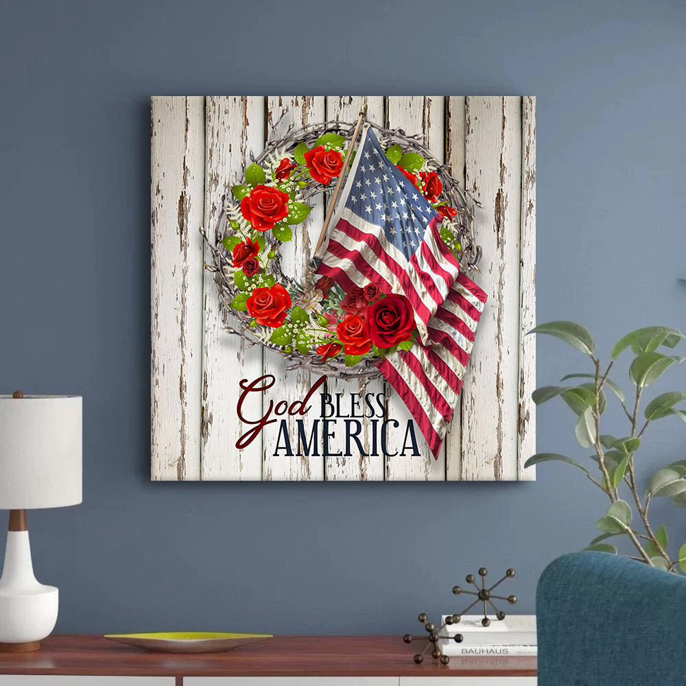 God Bless America Canvas Wall Art - Religious Posters - Wall Decorator
