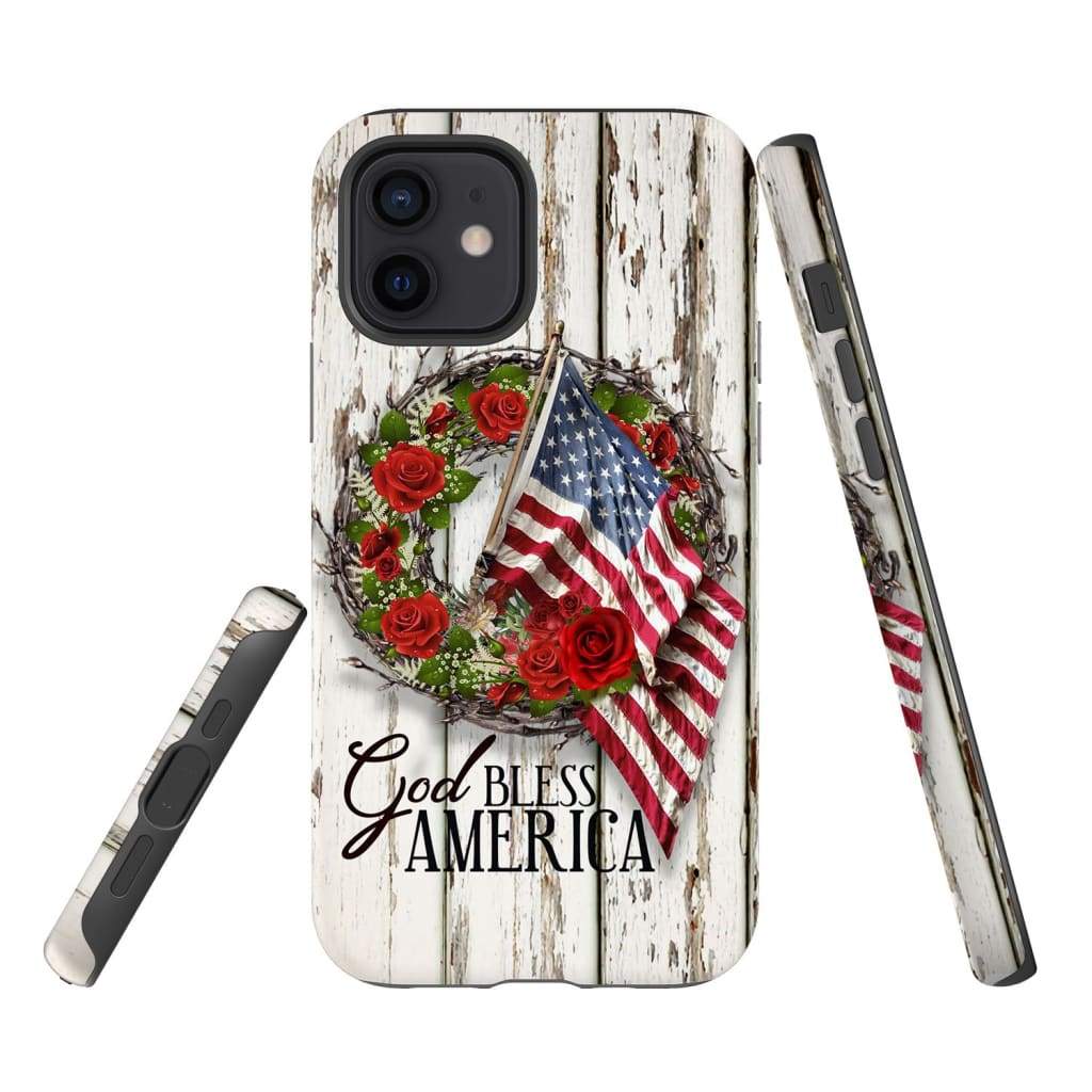 God Bless America Crown Of Thorns American Flag Phone Case - Scripture Phone Cases - Iphone Cases Christian