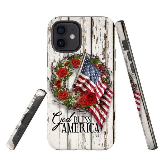 God Bless America Crown Of Thorns American Flag Phone Case - Scripture Phone Cases - Iphone Cases Christian