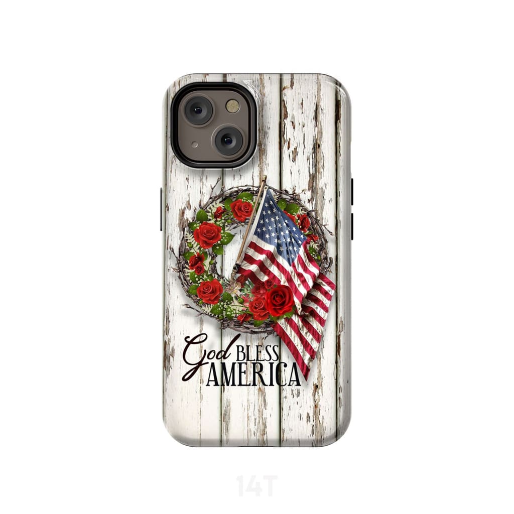 God Bless America Crown Of Thorns American Flag Phone Case - Scripture Phone Cases - Iphone Cases Christian