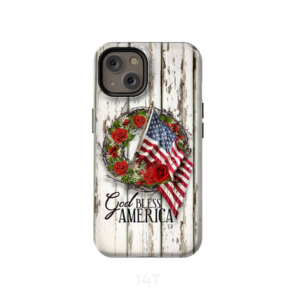 God Bless America Crown Of Thorns American Flag Phone Case - Scripture Phone Cases - Iphone Cases Christian