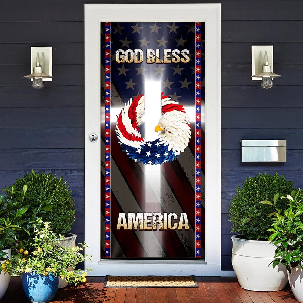 God Bless America Door Cover - Religious Door Decorations