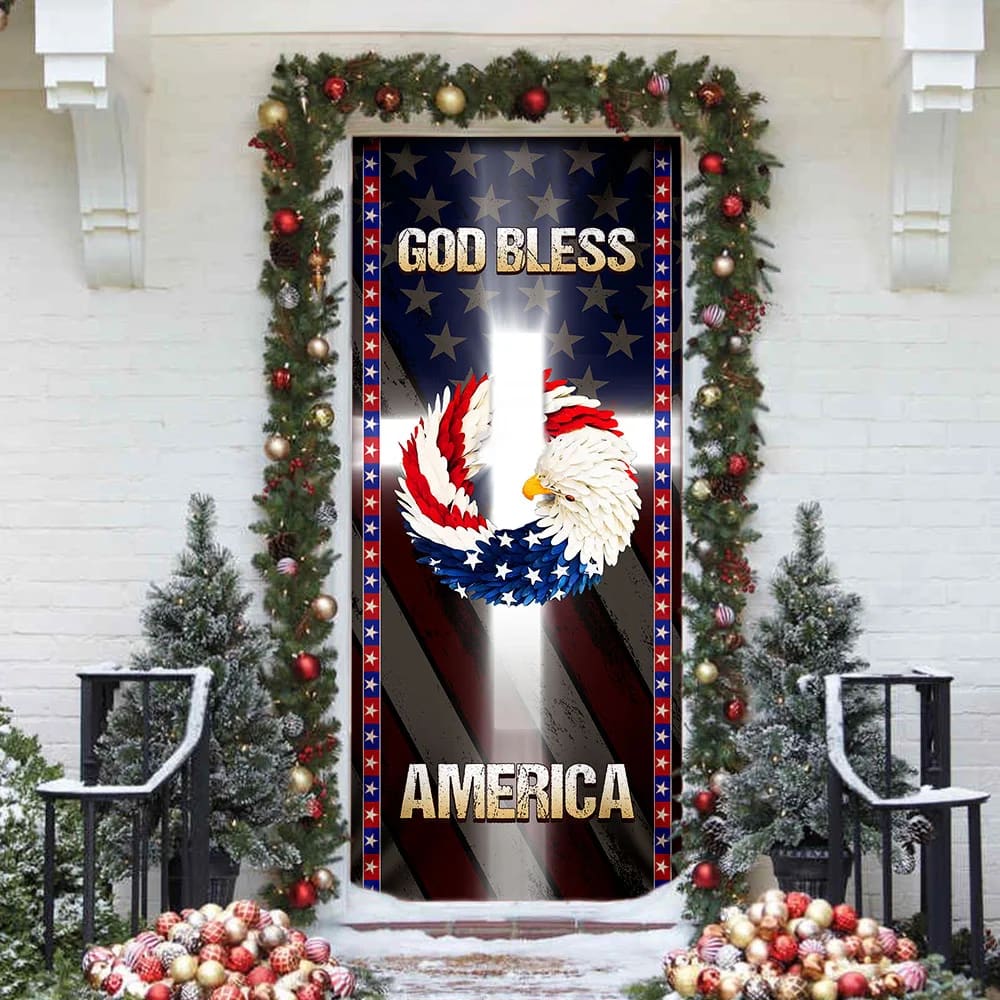 God Bless America Door Cover - Religious Door Decorations