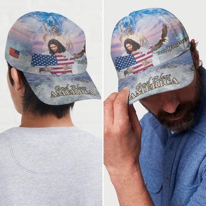 God Bless America Eagle Ball For Independence All Over Print Baseball Cap - Christian Hats For Men Women
