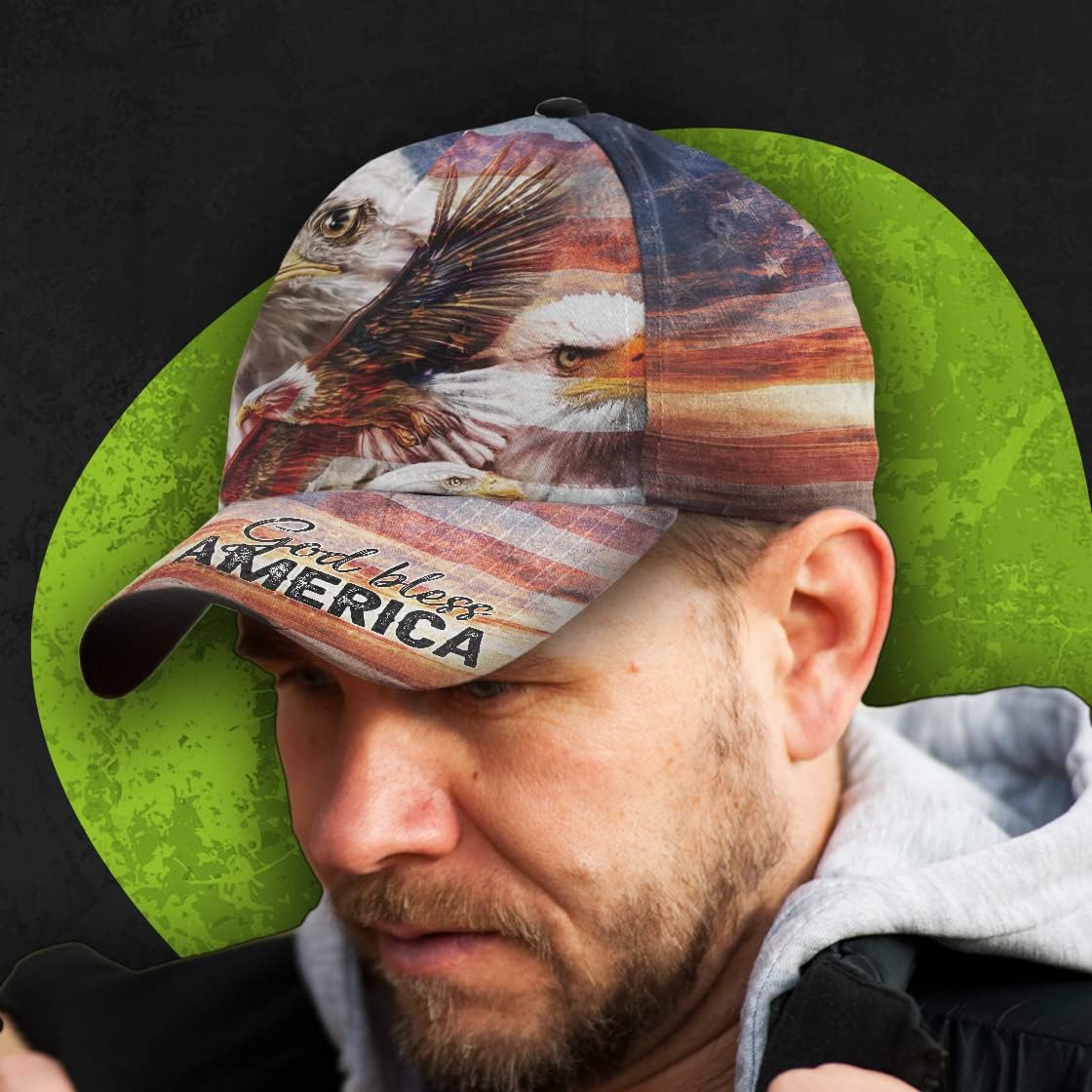 God Bless America Eagle Baseball Cap - Christian Hats for Men and Women
