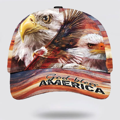 God Bless America Eagle Baseball Cap - Christian Hats for Men and Women