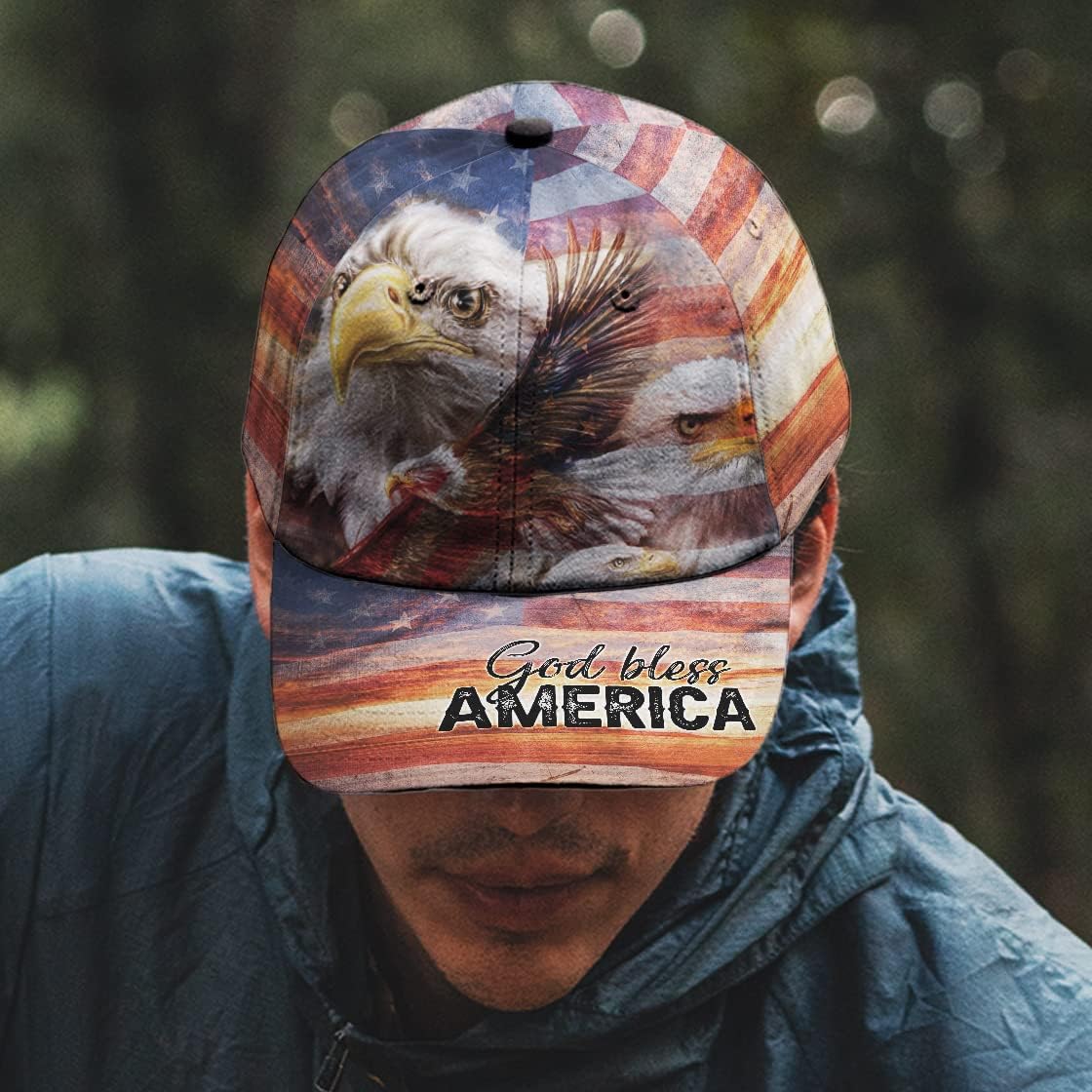 God Bless America Eagle Baseball Cap - Christian Hats for Men and Women