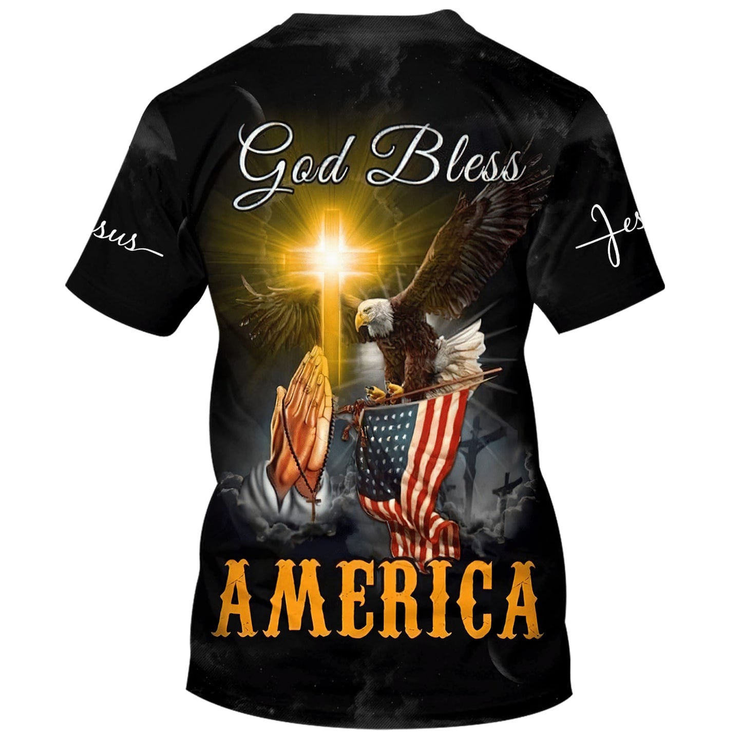 God Bless America Eagle Cross Christ 3d Shirts - Christian T Shirts For Men And Women