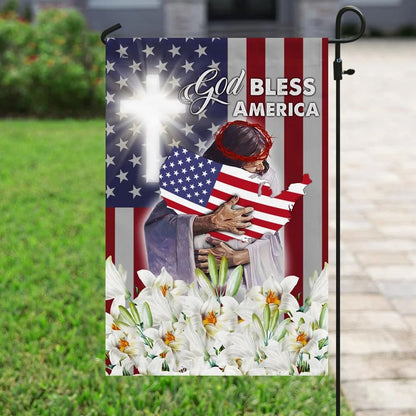 God Bless America Jesus And The Lilies Flag - Outdoor Christian House Flag - Christian Garden Flags