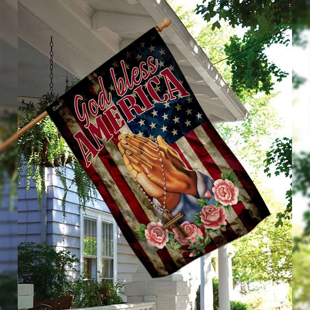 God Bless America Jesus Christian Prayer Flag - Outdoor Christian House Flag - Christian Garden Flags