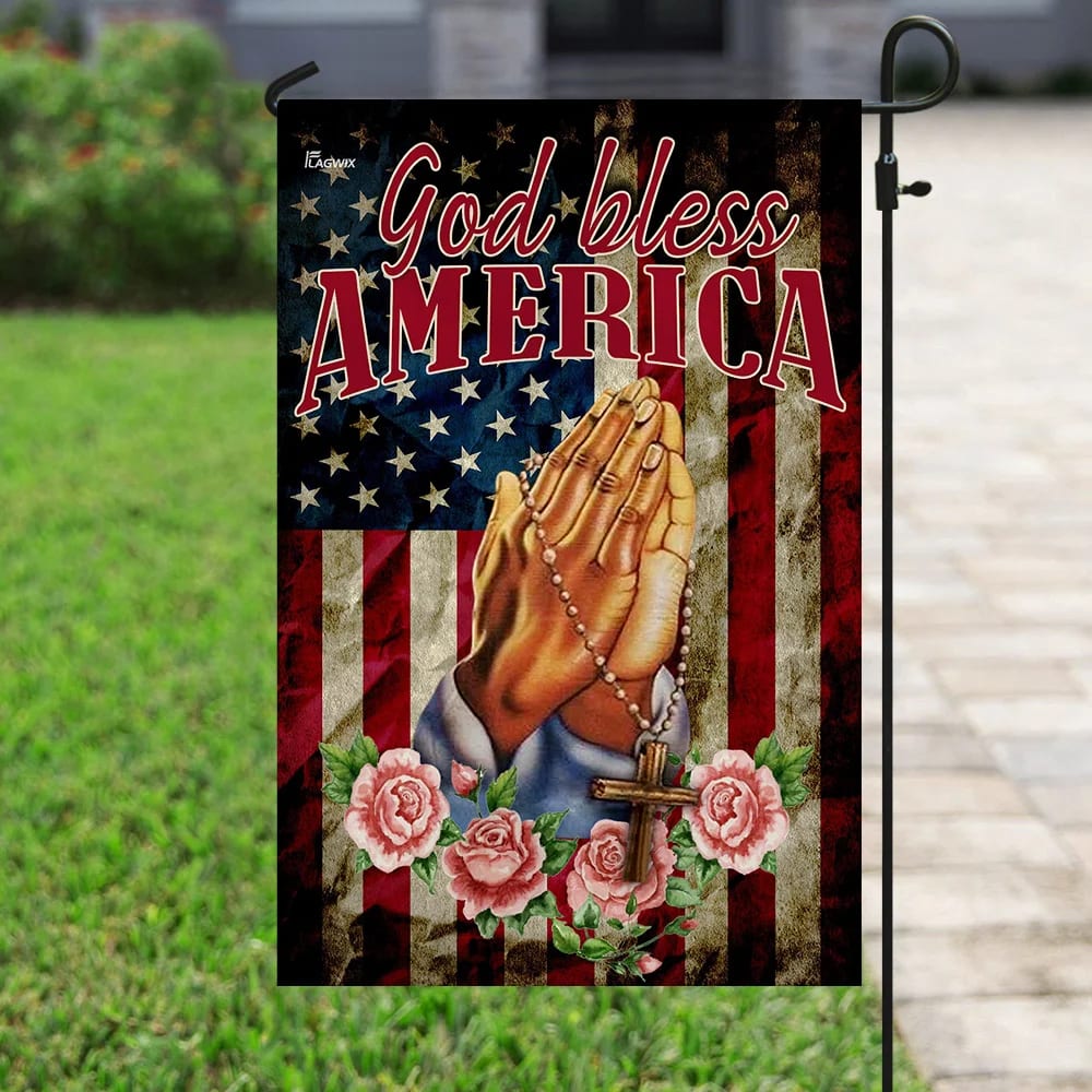 God Bless America Jesus Christian Prayer Flag - Outdoor Christian House Flag - Christian Garden Flags