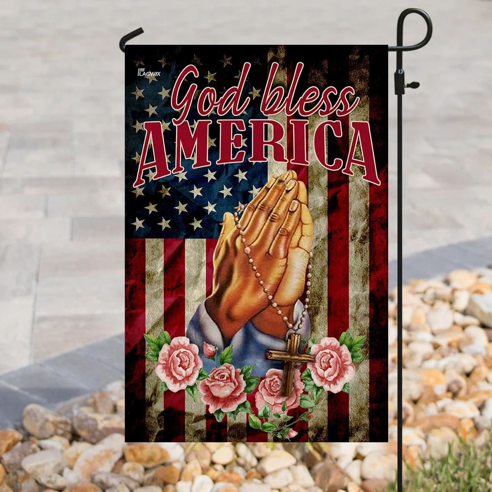 God Bless America Jesus Christian Prayer Flag - Outdoor Christian House Flag - Christian Garden Flags