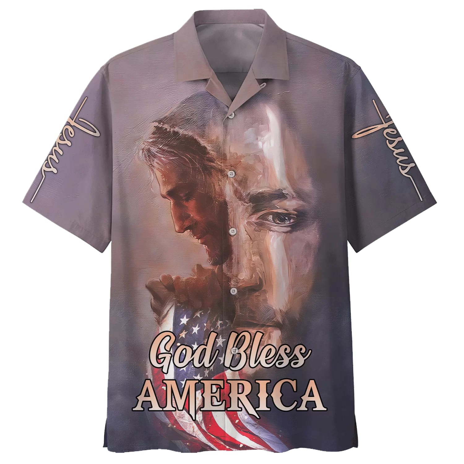 God Bless America Jesus Face Hawaiian Shirts - Christian Hawaiian Shirt - Jesus Hawaiian Shirts