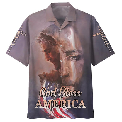 God Bless America Jesus Face Hawaiian Shirts - Christian Hawaiian Shirt - Jesus Hawaiian Shirts