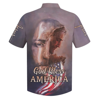 God Bless America Jesus Face Hawaiian Shirts - Christian Hawaiian Shirt - Jesus Hawaiian Shirts