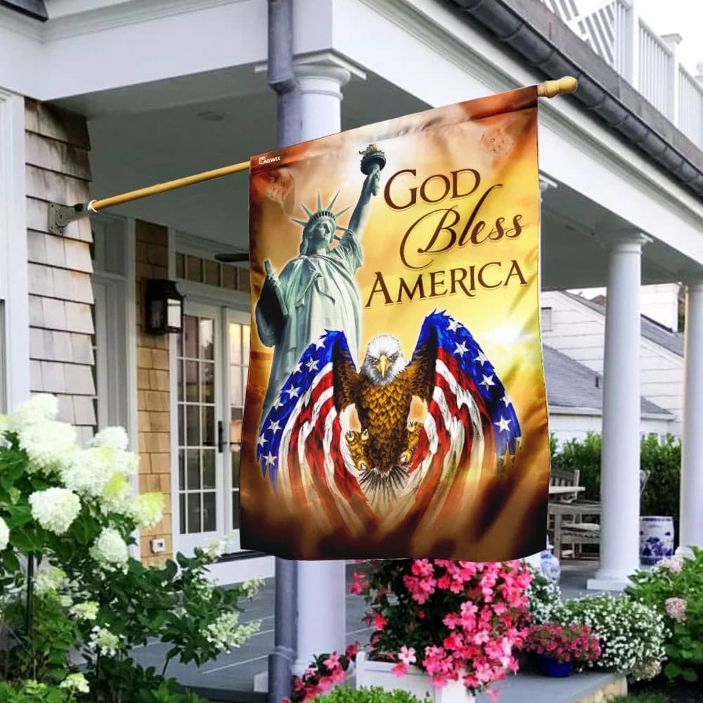 God Bless America Jesus US Flag - Outdoor Christian House Flag - Christian Garden Flags