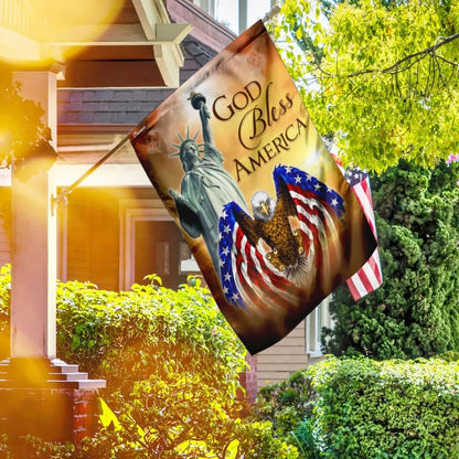 God Bless America Jesus US Flag - Outdoor Christian House Flag - Christian Garden Flags