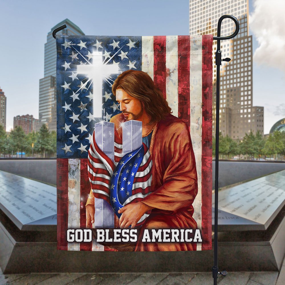 God Bless America Twin Tower 911 Patriot Day Flag