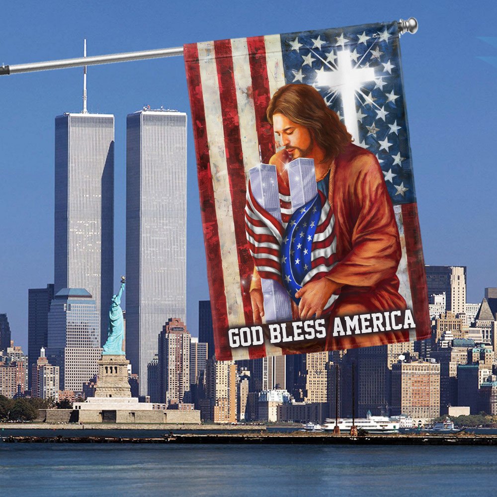 God Bless America Twin Tower 911 Patriot Day Flag