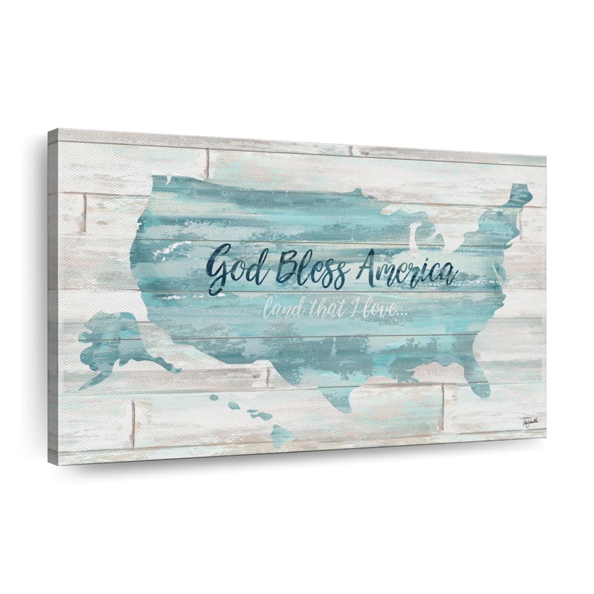 God Bless America USA Map Canvas Wall Art - Christian Canvas Wall Art - Religious Wall Art Canvas