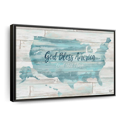 God Bless America USA Map Canvas Wall Art - Christian Canvas Wall Art - Religious Wall Art Canvas