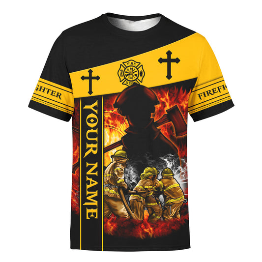 God Bless Our Firefighter One And All Keep Them Safe On Every Call - Christian 3d Shirts For Men Women - Custom Name T-Shirt