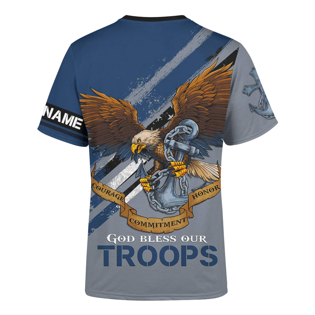 God Bless Our Troops Navy Customized Shirt - Christian 3d Shirts For Men Women - Custom Name T-Shirt