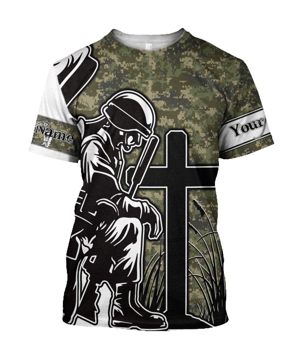 God Bless US Veterans Independence Day Customized Shirt - Christian 3d Shirts For Men Women - Custom Name T-Shirt