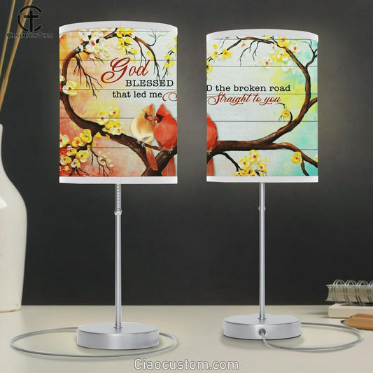 God Blessed The Broken Road Cardinal Couple Table Lamp