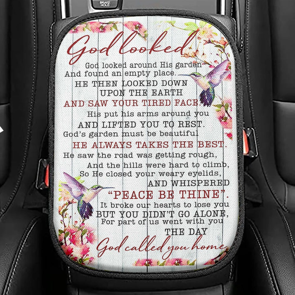 God Called You Home Seat Box Cover, Christian Car Center Console Cover, Religious Car Interior Accessories