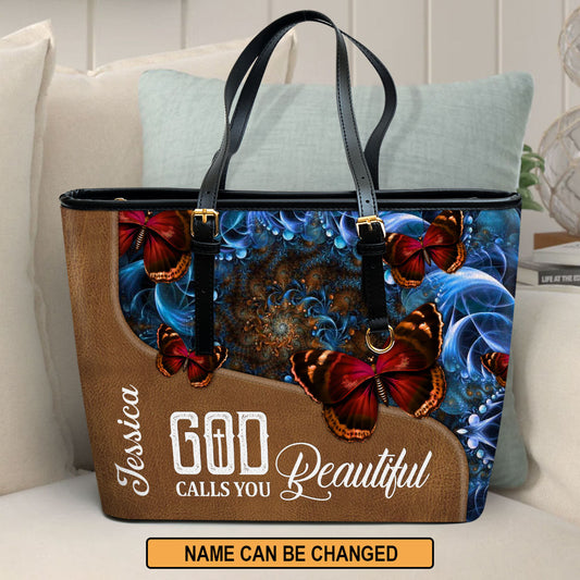 God Calls You Personalized Large Leather Tote Bag - Christian Gifts For Women