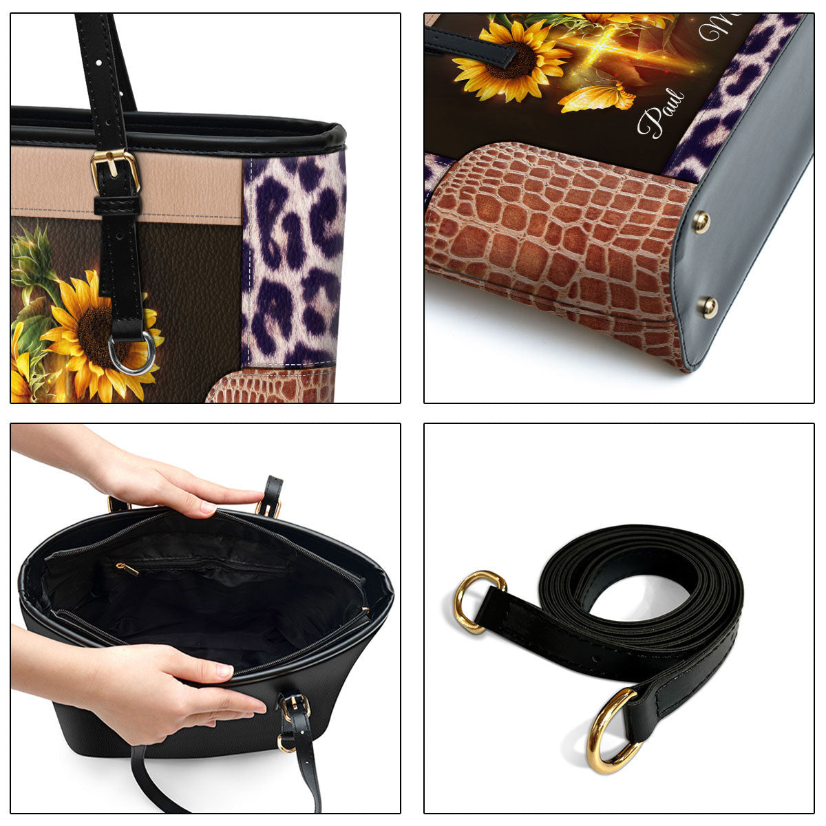 God Created Me Just For You Personalized Pu Leather Tote Bag For Women - Mom Gifts For Mothers Day