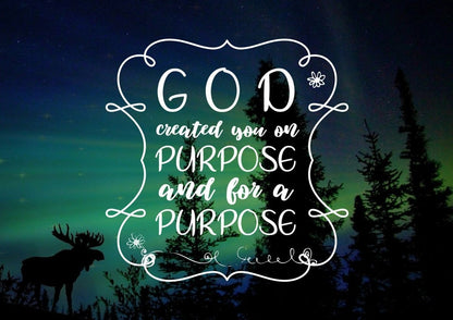 God Created You On Purpose And For A Purpose Wall Art Canvas Print - Christian Canvas Wall Art