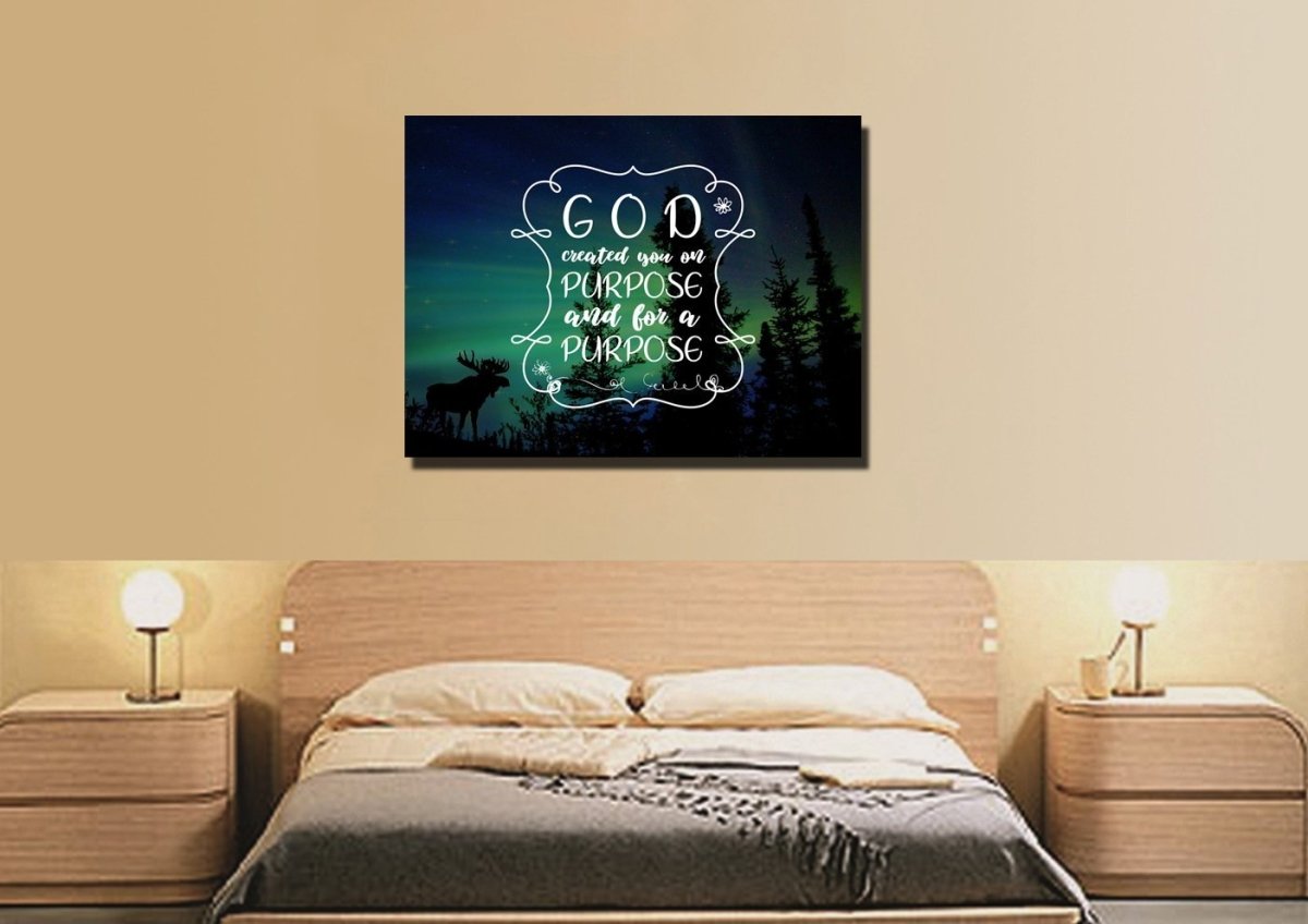 God Created You On Purpose And For A Purpose Wall Art Canvas Print - Christian Canvas Wall Art