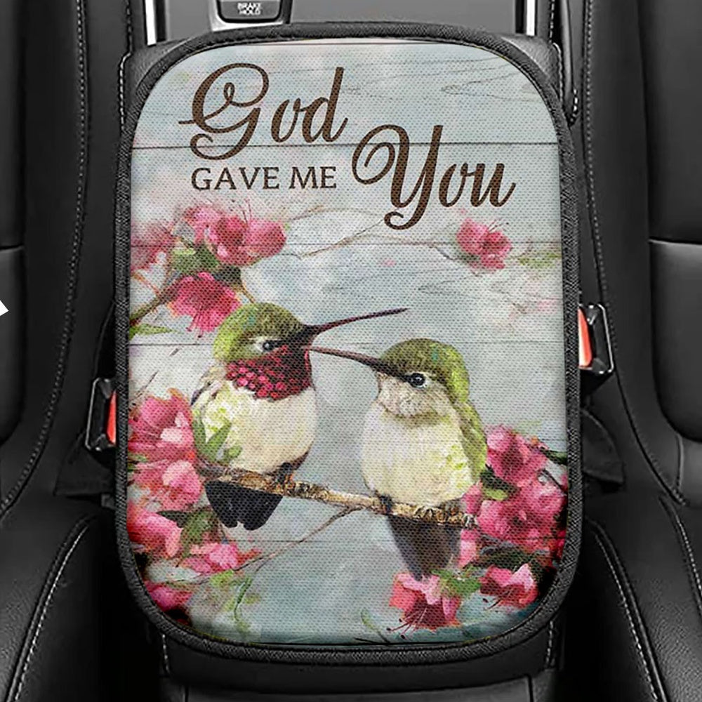 God Gave Me You Seat Box Cover, Bible Verse Car Center Console Cover, Christian Inspirational Car Interior Accessories