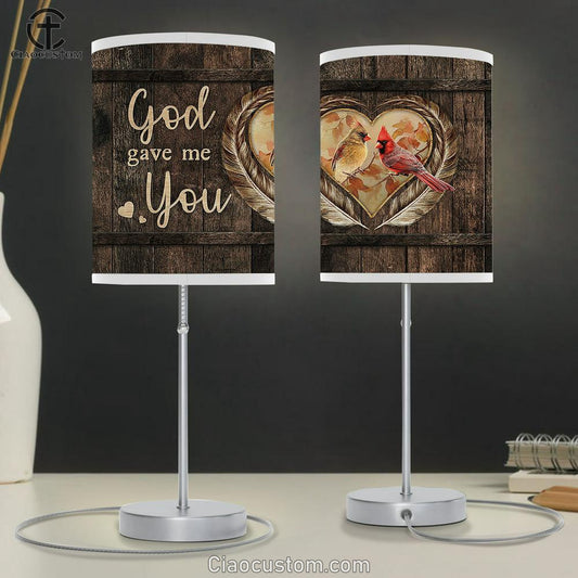 God Gave Me You Sweet Heart Cardinal Large Table Lamp Art - Christian Room Decor - Religious Room Decor