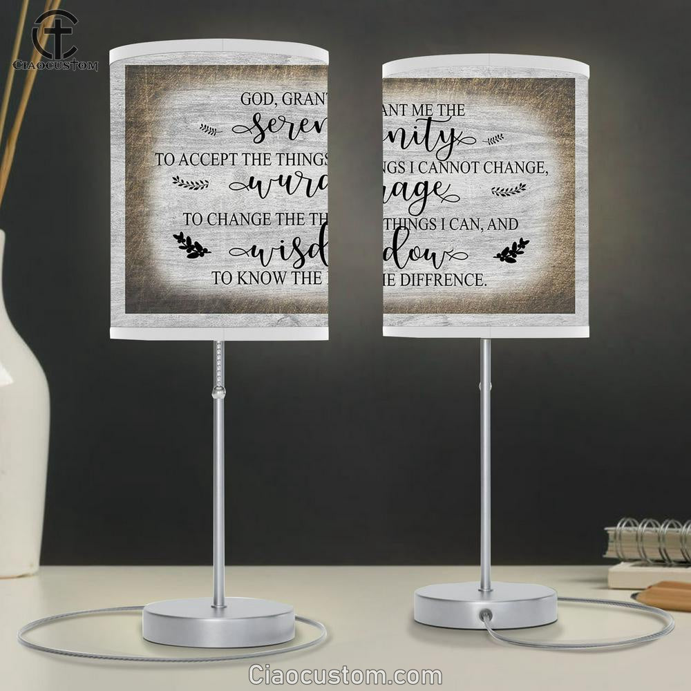 God Grant Me The Serenity Table Lamp For Bedroom - Christian Wall Table Lamp - Scripture Table Lamp Prints