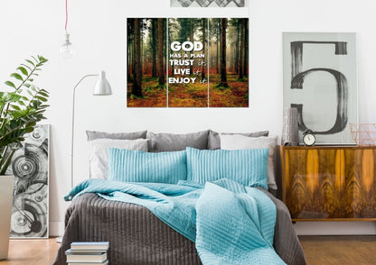 God Has A Plan - Trust It, Live It, Enjoy It Wall Art Canvas Print - Christian Canvas Wall Art