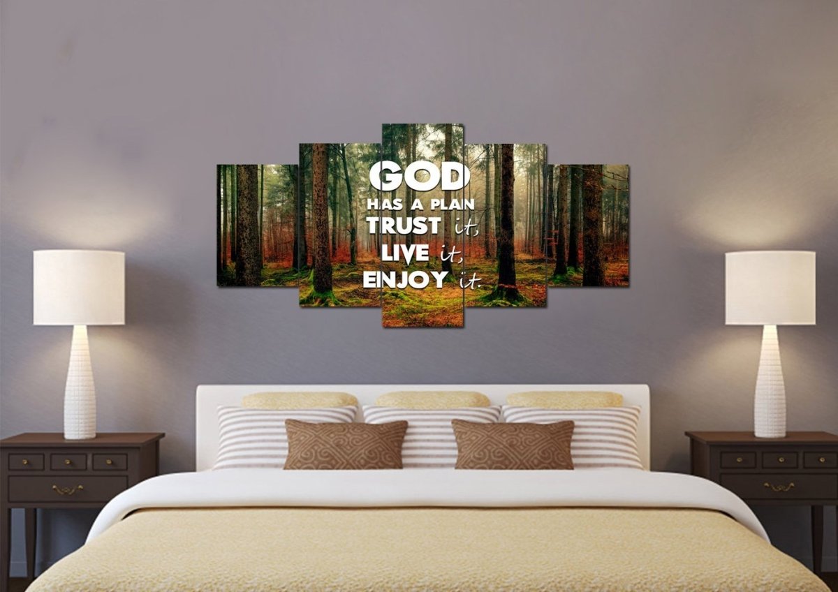 God Has A Plan - Trust It, Live It, Enjoy It Wall Art Canvas Print - Christian Canvas Wall Art