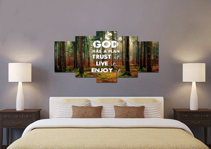 God Has A Plan - Trust It, Live It, Enjoy It Wall Art Canvas Print - Christian Canvas Wall Art