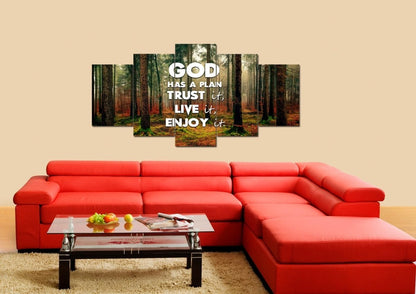 God Has A Plan - Trust It, Live It, Enjoy It Wall Art Canvas Print - Christian Canvas Wall Art